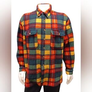 Vintage Colorful Plaid Button Down L/S Jacket Size Large EUC